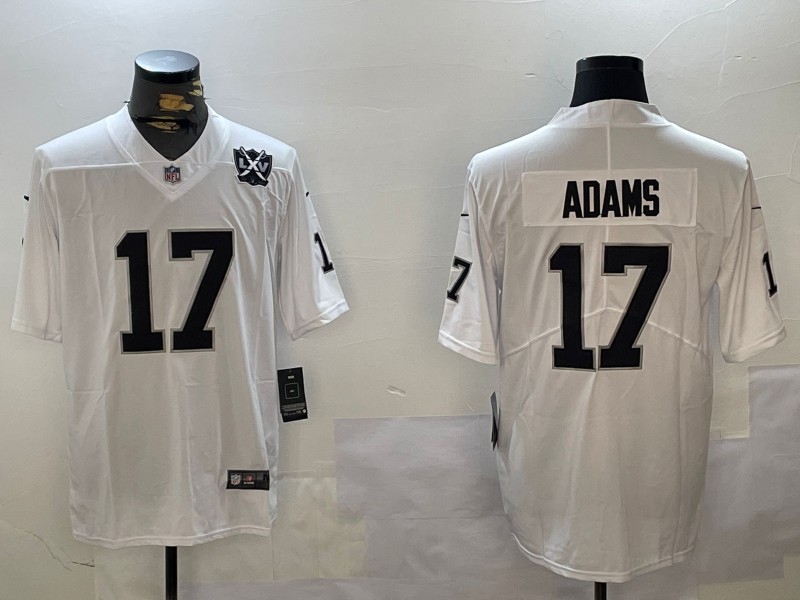 Men's Las Vegas Raiders #17 Davante Adams White With 65th Patch Vapor Limited Stitched Football Jersey