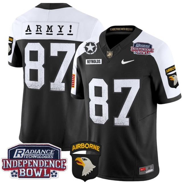 Men's Nike Casey Reynolds Jersey #87 Army Black Knights Independence Bowl Patch F.U.S.E. Vapor Limited Stitched College Football Black Alternate