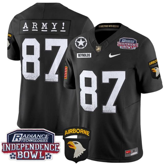 Men's Nike Casey Reynolds Jersey #87 Army Black Knights Independence Bowl Patch F.U.S.E. Vapor Limited Stitched College Football Black