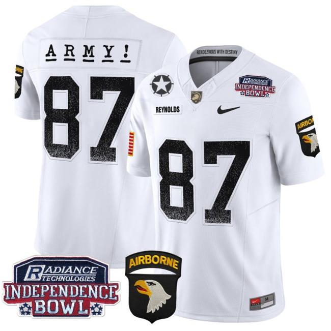 Men's Nike Casey Reynolds Jersey #87 Army Black Knights Independence Bowl Patch F.U.S.E. Vapor Limited Stitched College Football White