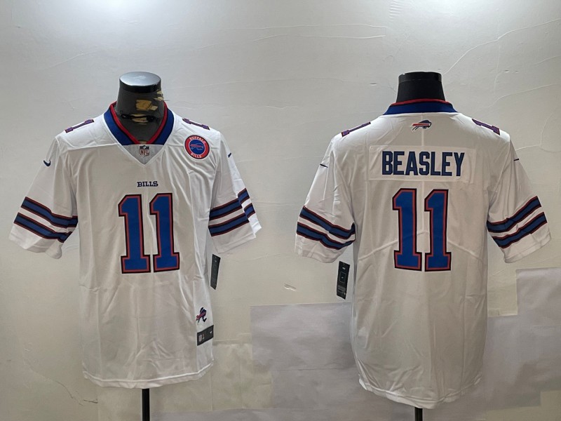 Men's Buffalo Bills #11 Cole Beasley White With Team and State Map Patch Vapor Untouchable Stitched Limited Jersey