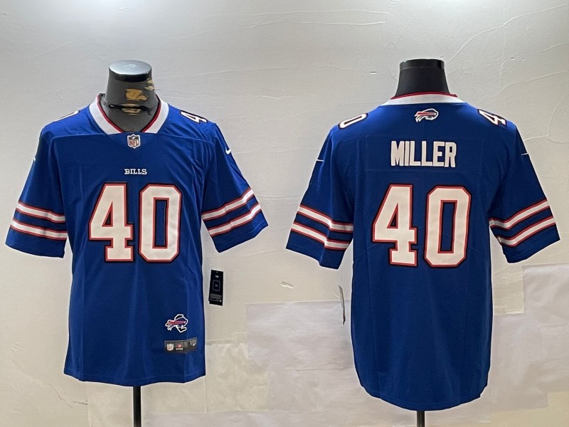 Men's Buffalo Bills #40 Von Miller Royal With State Map Patch Vapor Untouchable Limited Stitched Jersey