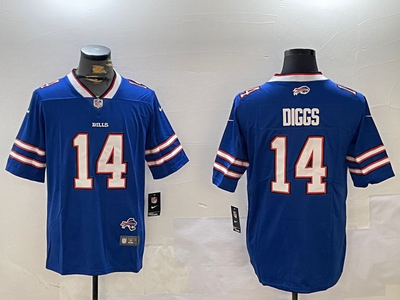 Men's Buffalo Bills #14 Stefon Diggs Royal With State Map Patch Vapor Untouchable Stitched Limited Jersey