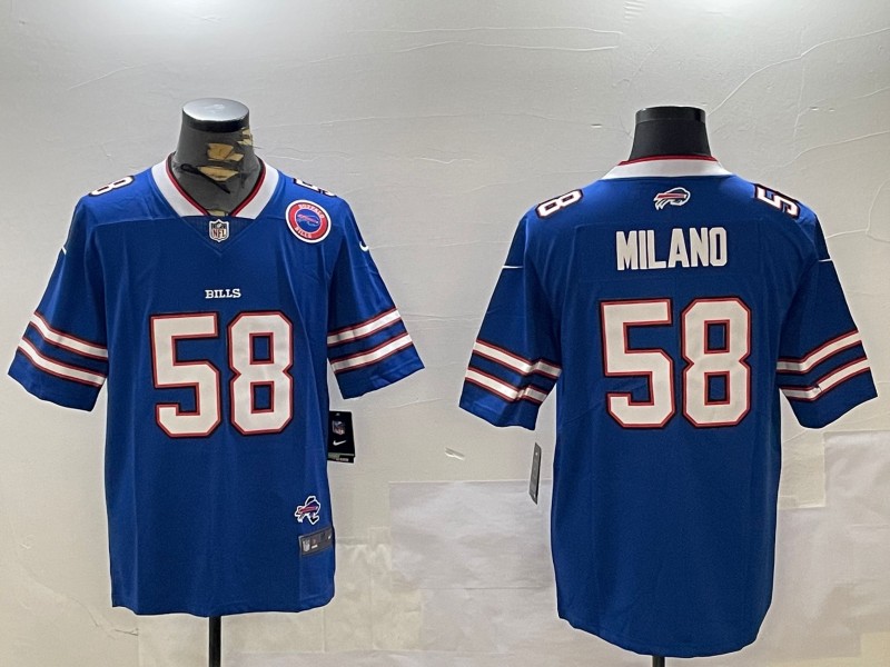 Men's Buffalo Bills #58 Matt Milano Royal With Team and State Map Patch Vapor Untouchable Limited Stitched Jersey