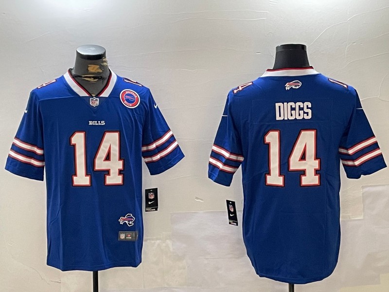 Men's Buffalo Bills #14 Stefon Diggs Royal With Team and State Map Patch Vapor Untouchable Stitched Limited Jersey