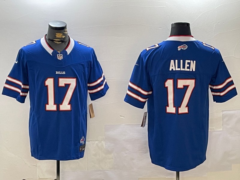 Men's Buffalo Bills #17 Josh Allen Royal FUSE Vapor Limited With State Map Patch Stitched Football Jersey