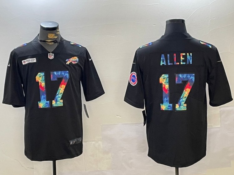 Men's Buffalo Bills #17 Josh Allen Black Rainbow Nike Vapor Untouchable Limited Stitched Football Jersey