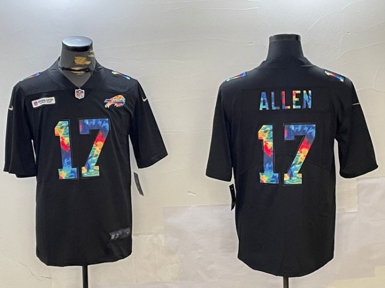 Men's Buffalo Bills #17 Josh Allen Black Rainbow Nike Vapor Untouchable Limited Stitched NFL Jersey