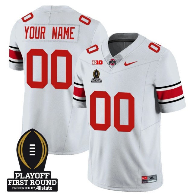 Customized Nike Ohio State Buckeyes Football Jersey Playoff First Round Patch F.U.S.E. Vapor Limited White All Stitched