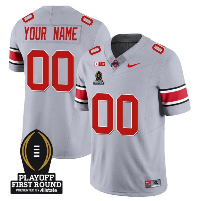 Customized Nike Ohio State Buckeyes Football Jersey Playoff First Round Patch F.U.S.E. Vapor Limited Gray All Stitched