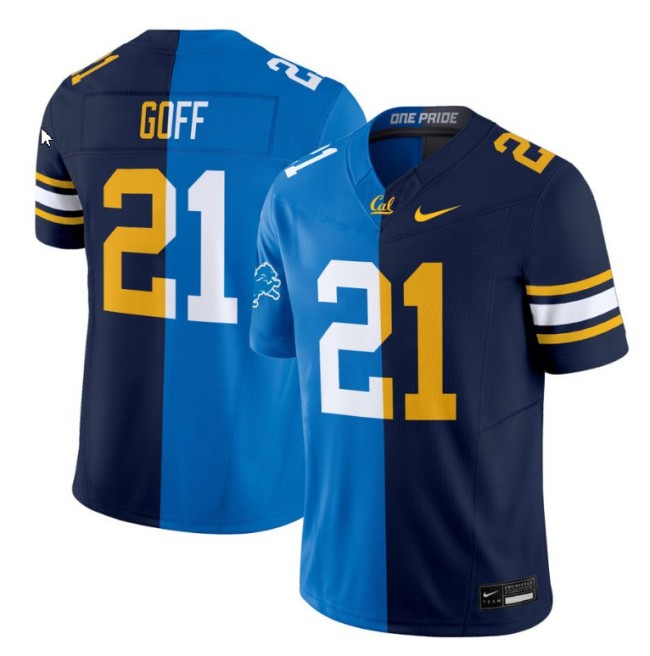 Men's Nike Jared Goff Jersey Lions #21 California Golden Bears Split FUSE Vapor Limited College Football