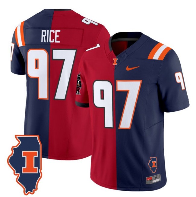 Men's Nike Simeon Rice Jersey #97 Illinois Fighting Illini Split FUSE Vapor Limited College Football