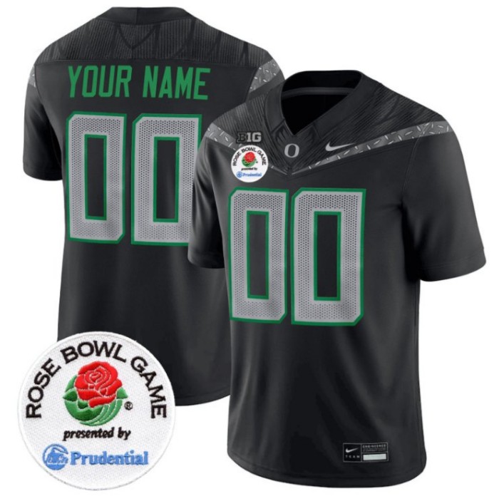 Custom Oregon Ducks Jersey Rose Bowl Patch Vapor Limited V2 Stitched Black