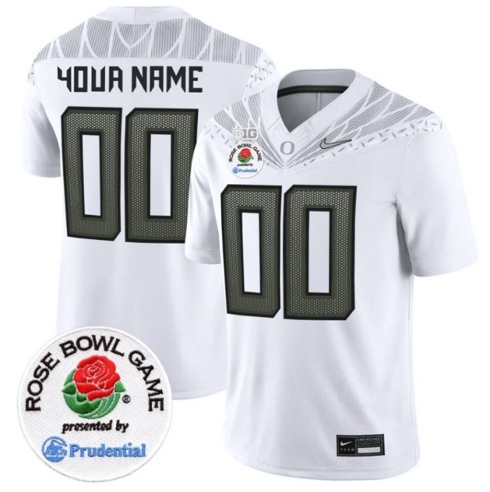 Custom Oregon Ducks Jersey Rose Bowl Patch Vapor Limited V2 Stitched White