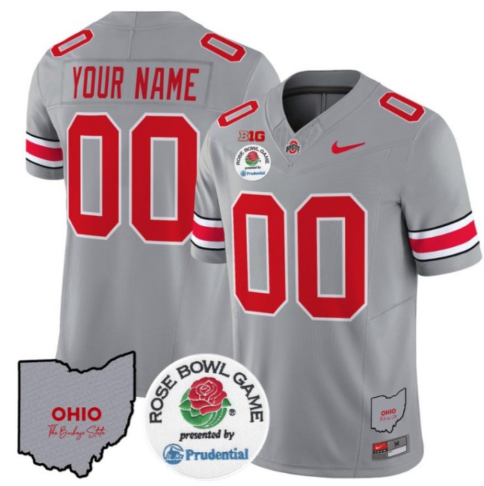 Custom Ohio State Buckeyes Jersey Rose Bowl Vapor Limited V2 Stitched Gray