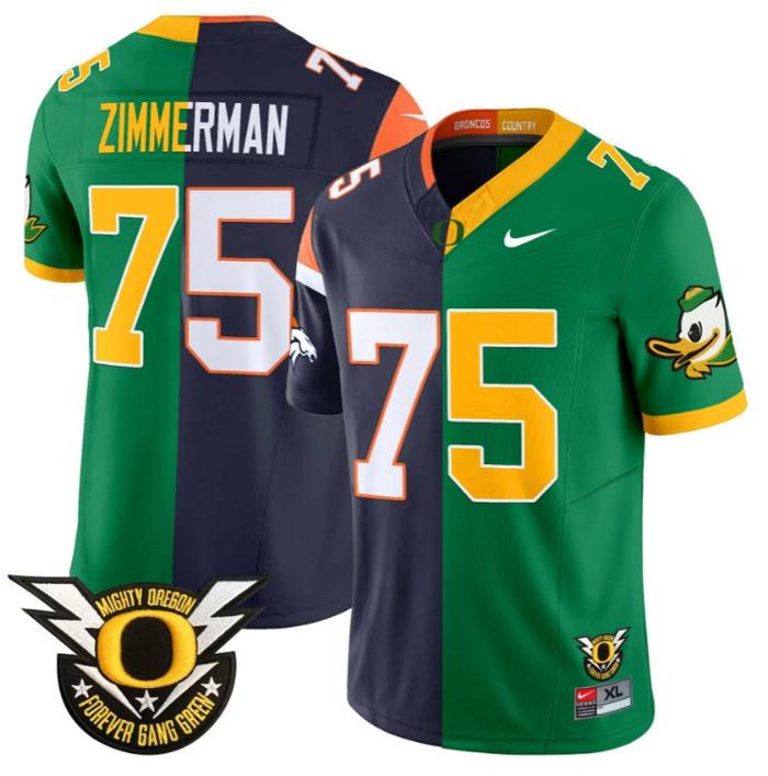 Men's Nike Gary Zimmerman Jersey #75 Oregon Ducks Split FUSE Vapor Limited NCAA Football Stitched