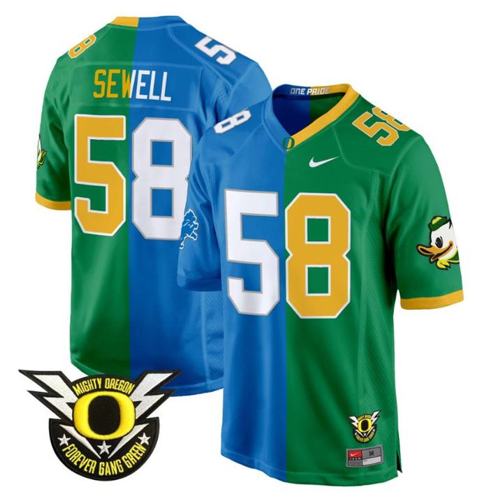 Men's Nike Penei Sewell Jersey #58 Oregon Ducks Split Game College Football Stitched