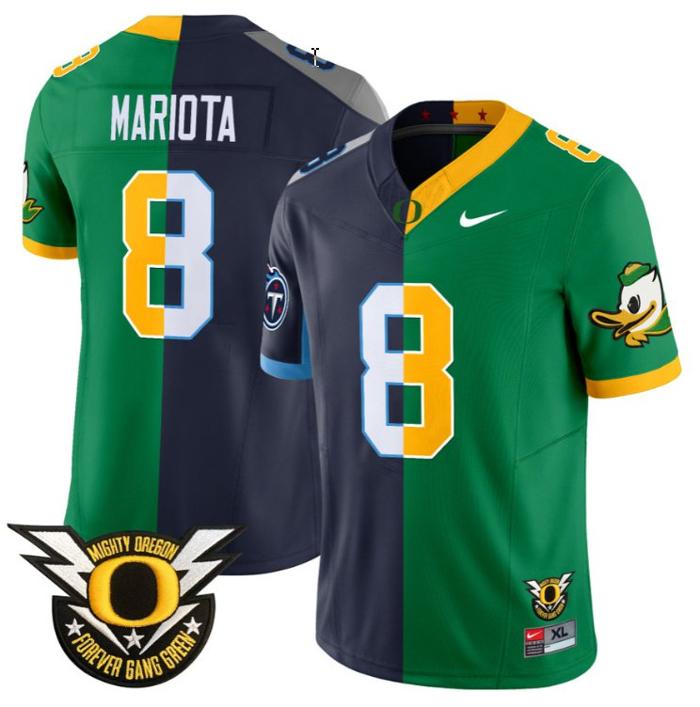 Men's Nike Marcus Mariota Jersey #8 Oregon Ducks Split FUSE Vapor Limited NCAA Football Stitched