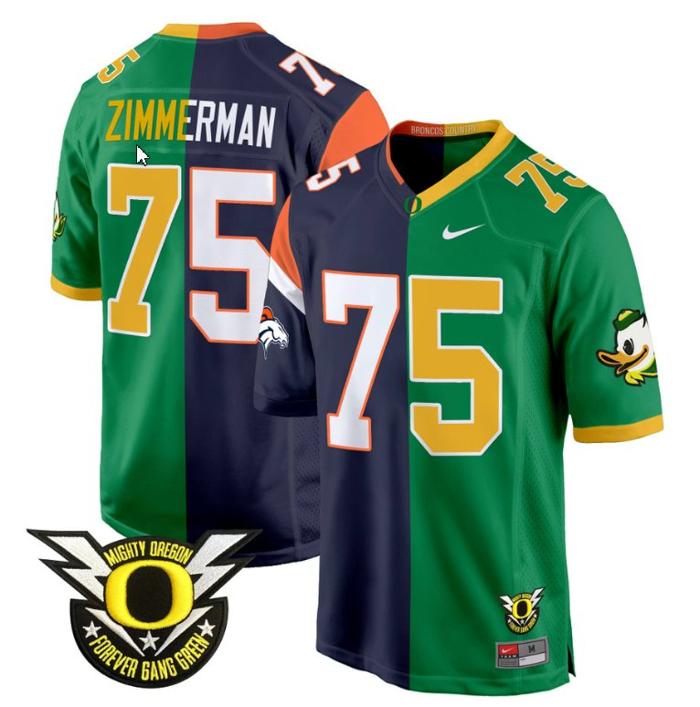 Men's Nike Gary Zimmerman Jersey #75 Oregon Ducks Split Game College Football All Stitched