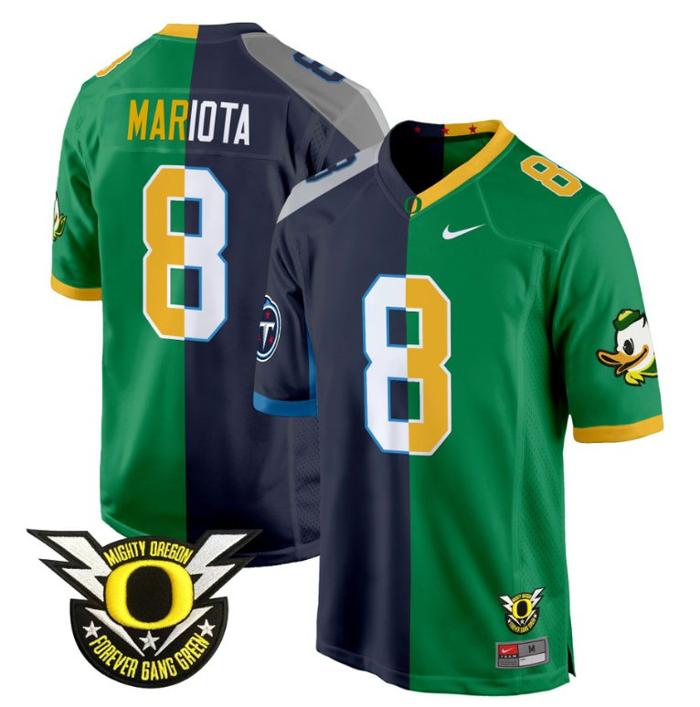 Men's Nike Marcus Mariota Jersey #8 Oregon Ducks Split Game College Football Stitched