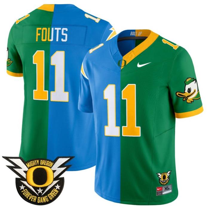 Men's Nike Dan Fouts Jersey #11 Oregon Ducks Split FUSE Vapor Limited NCAA Football Stitched