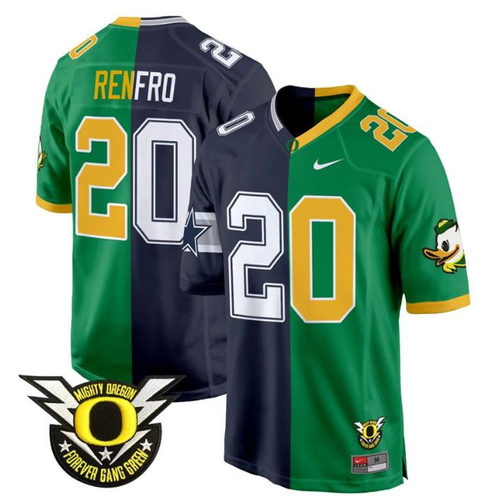 Men's Nike Mel Renfro Jersey #20 Oregon Ducks Split Game College Football All Stitched