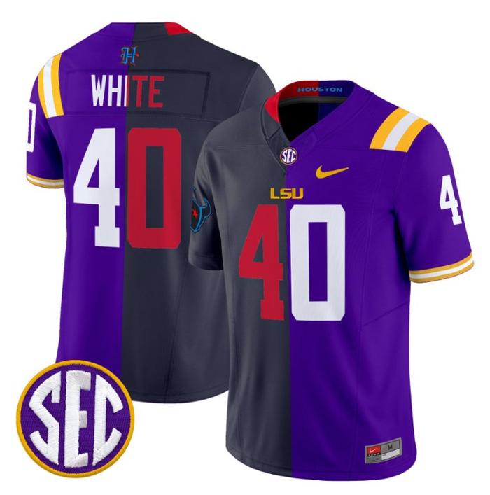 Men's Nike Devin White Jersey #40 LSU Tiger Split Vapor Limited V2 Football All Stitched