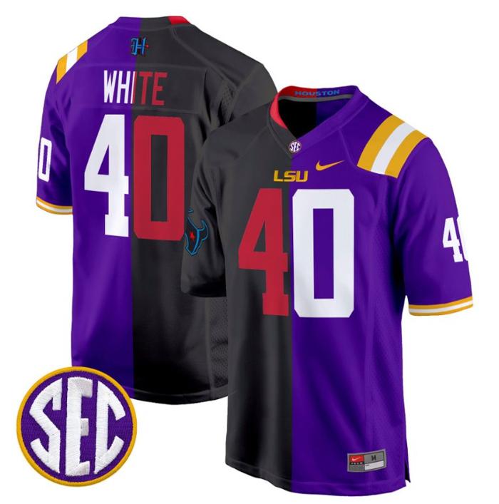 Men's Nike Devin White Jersey #40 LSU Tiger Split Game College Football All Stitched