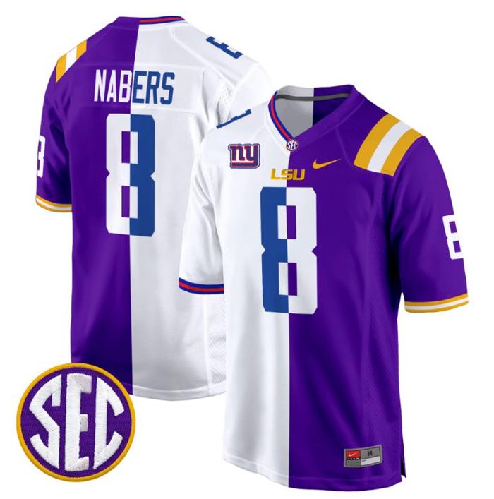 Men's Nike Malik Nabers Jersey #8 LSU Tiger Split Game College Football All Stitched