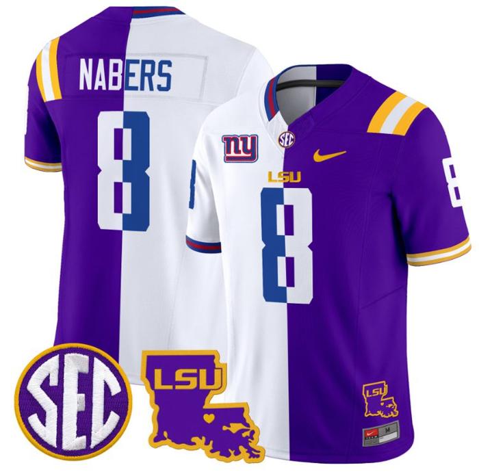 Men's Nike Malik Nabers Jersey #8 LSU Tiger Split FUSE Vapor Limited NCAA Football All Stitched