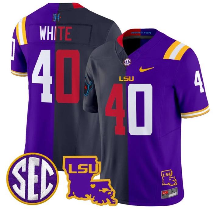 Men's Nike Devin White Jersey #40 LSU Tiger Split FUSE Vapor Limited NCAA Football All Stitched