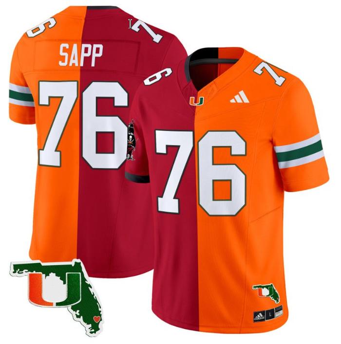 Men's Adidas Warren Sapp Jersey #76 Miami Hurricanes Split Vapor Limited Football Stitched