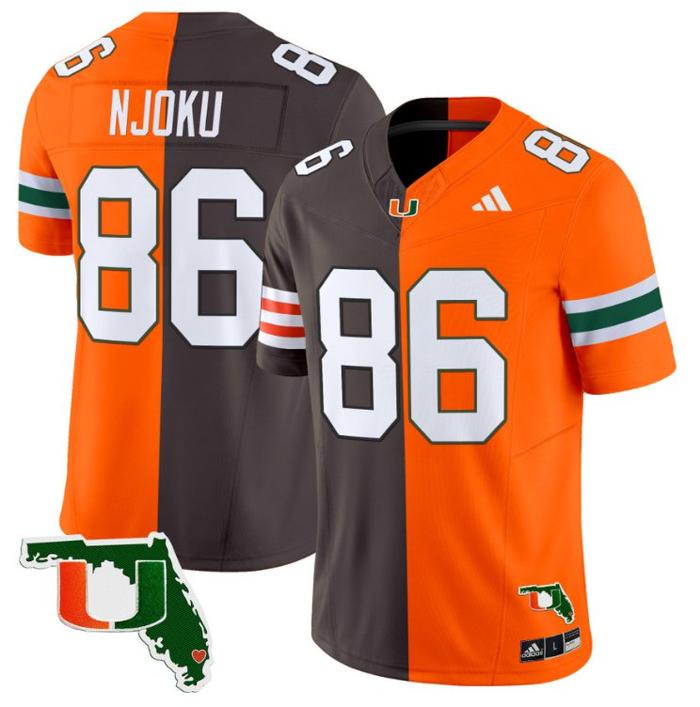 Men's Adidas David Njoku Jersey #86 Miami Hurricanes Split Vapor Limited Football Stitched