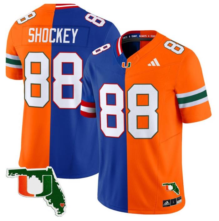 Men's Adidas Jeremy Shockey Jersey Giants #88 Miami Hurricanes Split Vapor Limited Football