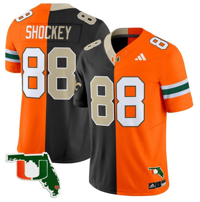 Men's Adidas Jeremy Shockey Jersey Saints #88 Miami Hurricanes Split Vapor Limited Football