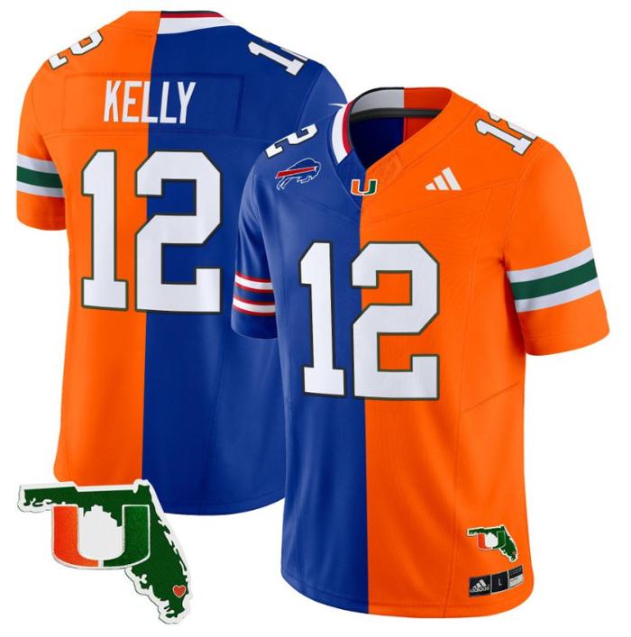 Men's Adidas Jim Kelly Jersey #12 Miami Hurricanes Split Vapor Limited Football Stitched