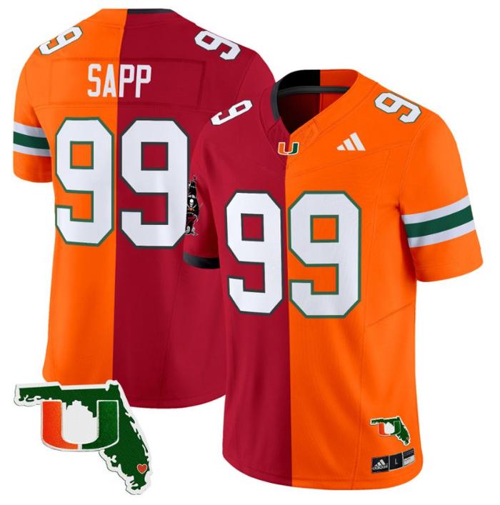 Men's Adidas Warren Sapp Jersey #99 Miami Hurricanes Split Vapor Limited Football Stitched