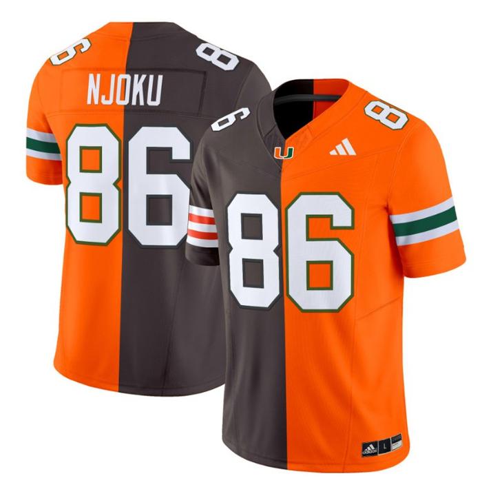 Men's Adidas David Njoku Jersey #86 Miami Hurricanes Split Vapor Limited V2 Football Stitched