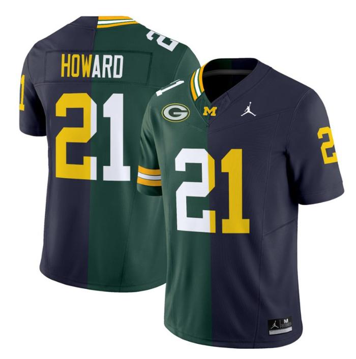 Men's Jordan Brand Desmond Howard Jersey #21 Michigan Wolverines Split Vapor V2 All Stitched