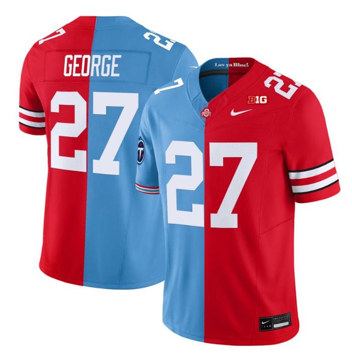 Men's Nike Eddie George Jersey #27 Ohio State Buckeyes Split FUSE Vapor V2 NCAA Football Stitched