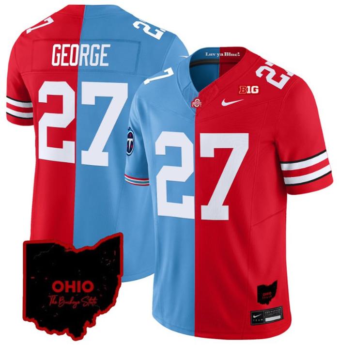 Men's Nike Eddie George Jersey #27 Ohio State Buckeyes Split FUSE Vapor NCAA Football Stitched