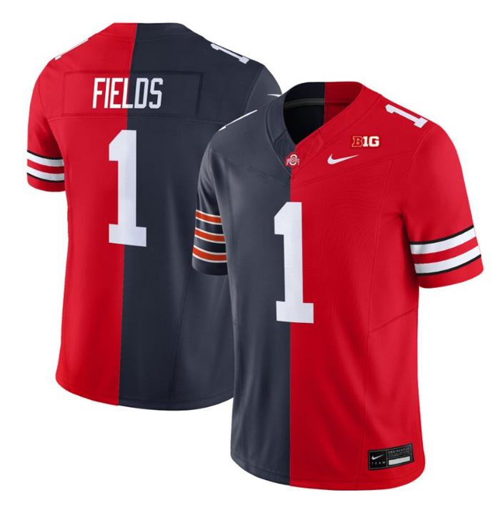 Men's Nike Justin Fields Jersey Bears #1 Ohio State Buckeyes Split FUSE Vapor V2 NCAA Football