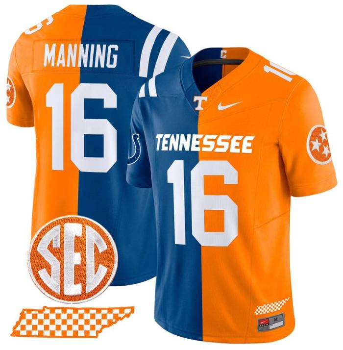 Men's Nike Peyton Manning Jersey Colts #16 Tennessee Volunteers Split FUSE Vapor Limited NCAA Football