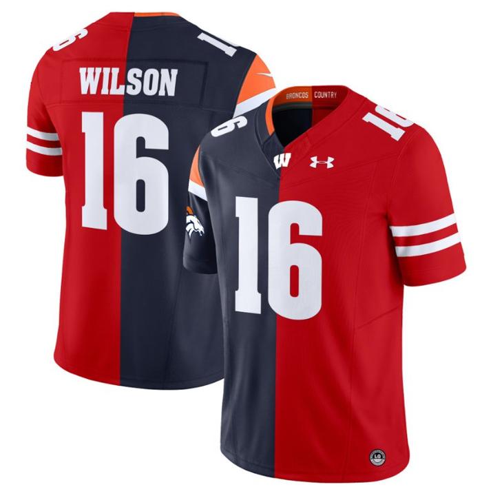 Men's Under Armour Russell Wilson Jersey Broncos #16 Wisconsin Badgers Split Vapor NCAA Football