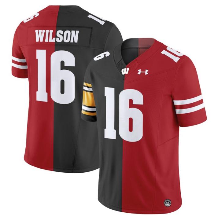 Men's Under Armour Russell Wilson Jersey Steelers #16 Wisconsin Badgers Split Vapor NCAA Football