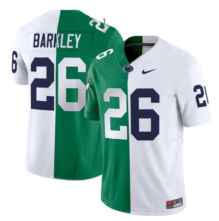 Men's Nike Saquon Barkley Jersey White #26 Penn State Nittany Lions Split FUSE Vapor Limited NCAA Football