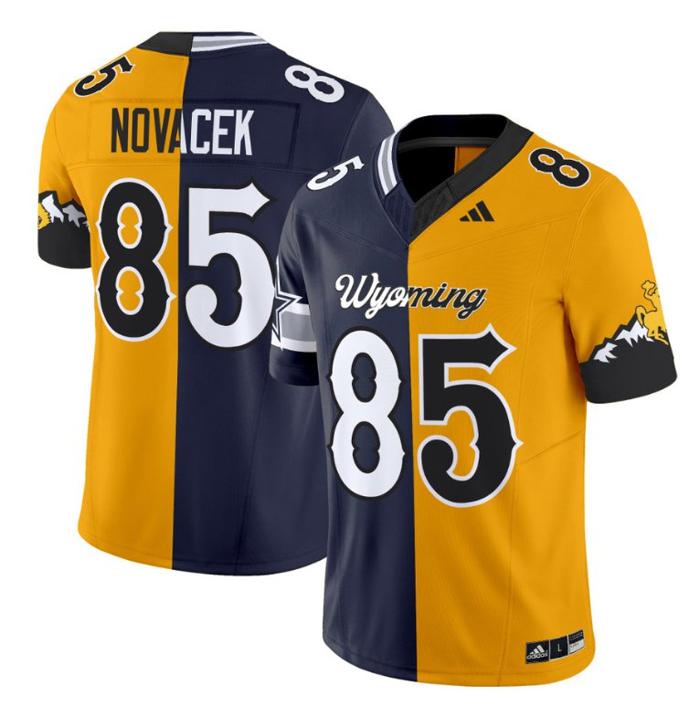 Men's Adidas Jay Novacek Jersey #85 Wyoming Cowboys Split Vapor Limited NCAA Football Stitched