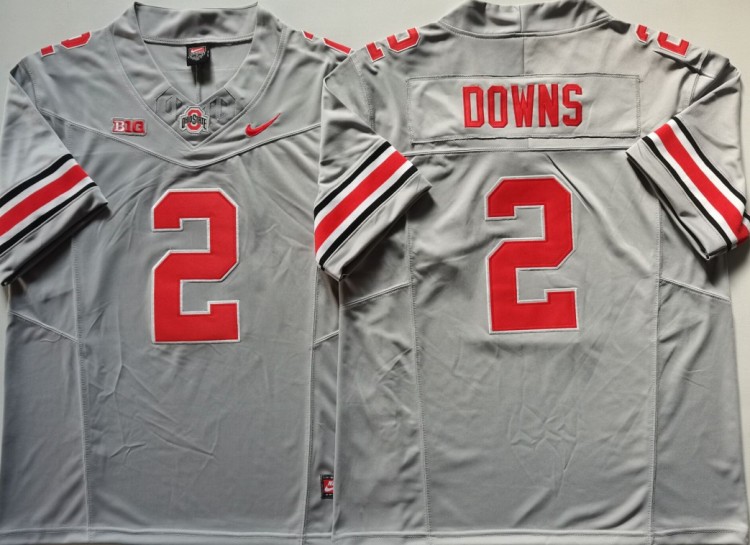 Men's Ohio State Buckeyes #2 Caleb Downs Grey F.U.S.E. Limited Stitched Jersey