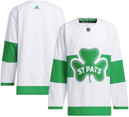Men's Toronto Maple Leafs Customized White St Patricks Authentic NHL Stitched Hockey Jersey