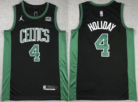 Men's Boston Celtics #4 Jrue Holiday Black Statement Icon Sponsor Swingman Jersey